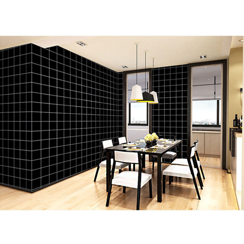 격자무늬 셀프도배 벽 시트지(3M) (블랙)