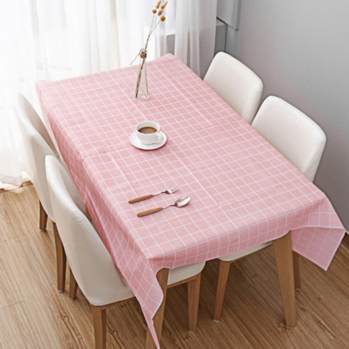 홈러브 격자무늬 식탁보(핑크) (137x137cm)