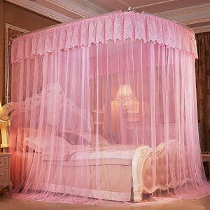 샤르망 캐노피 침대 모기장(120x200cm) (핑크)