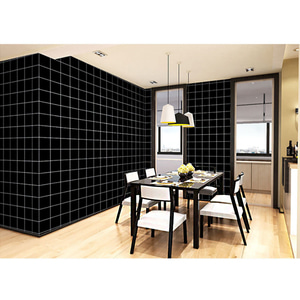 격자무늬 셀프도배 벽 시트지(5M) (블랙)