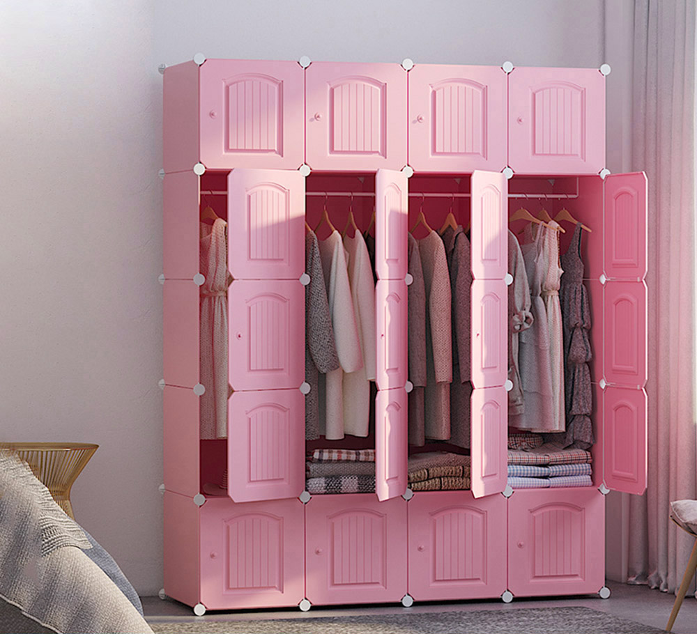 DIY 핑크 도어 선반 옷장(147x183cm)