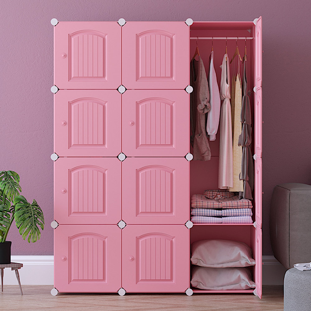 DIY 핑크 도어 선반 옷장(111x147cm)