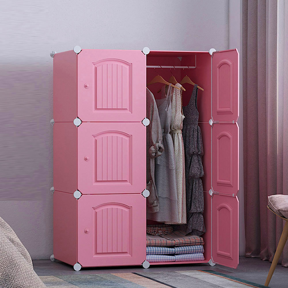 DIY 핑크 도어 선반 옷장(75x111cm)