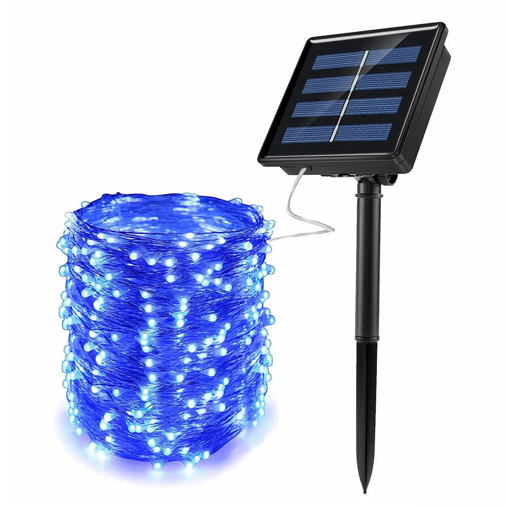 [리빙그로]태양광 LED 100구 와이어 전구(12m)(블루)