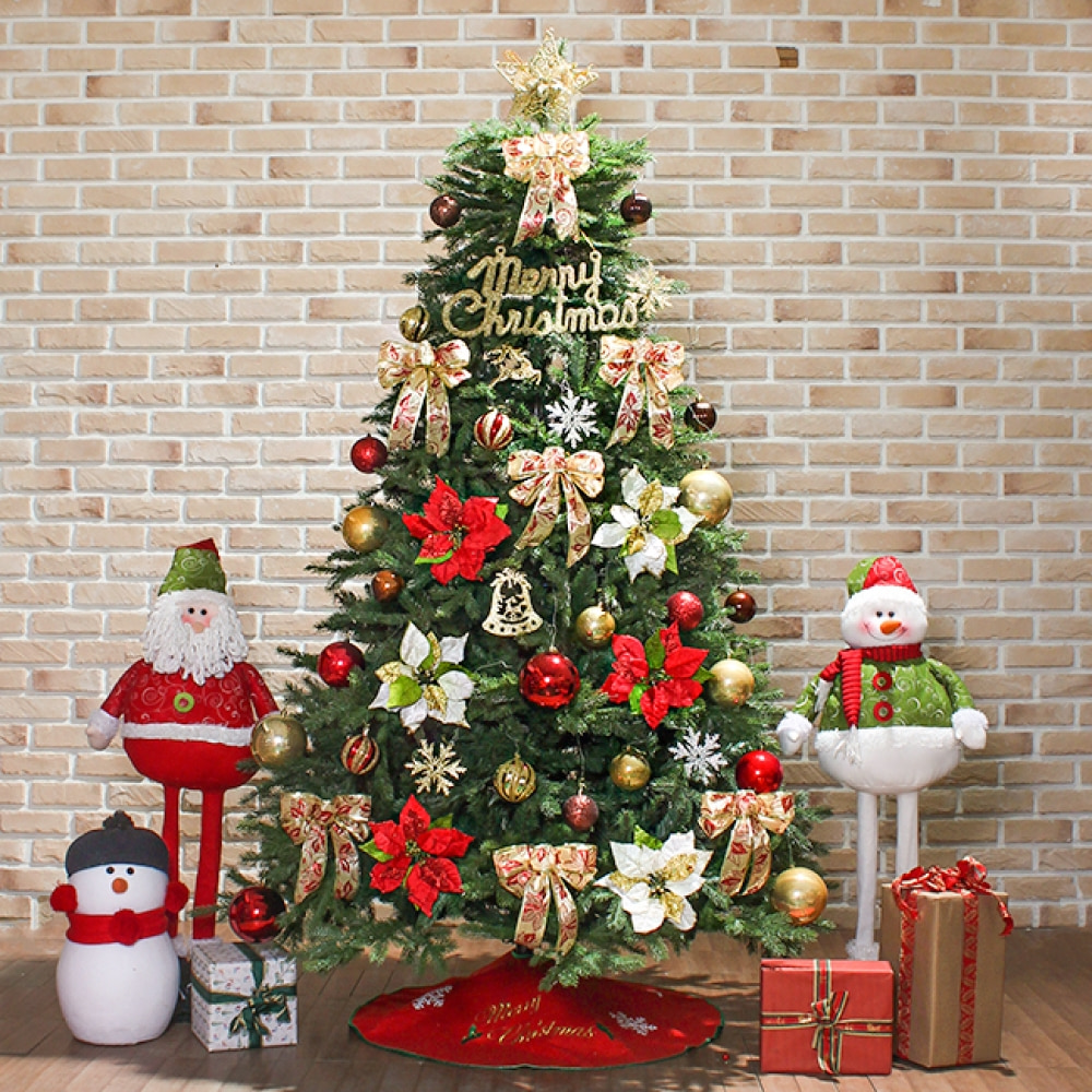 210cm 골드 레드 전나무 풀세트트리/성탄절장식 매장