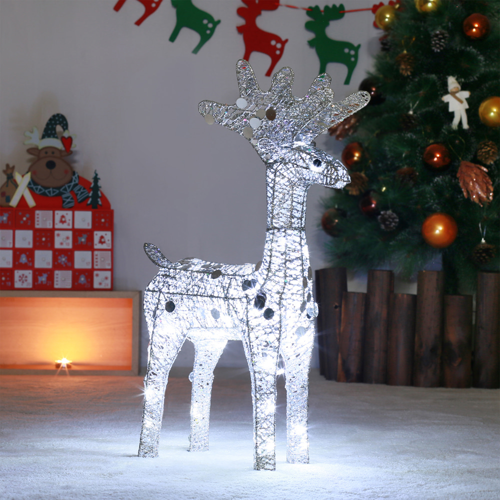 50cm LED 실버 반짝이 크리스마스 대형 사슴장식