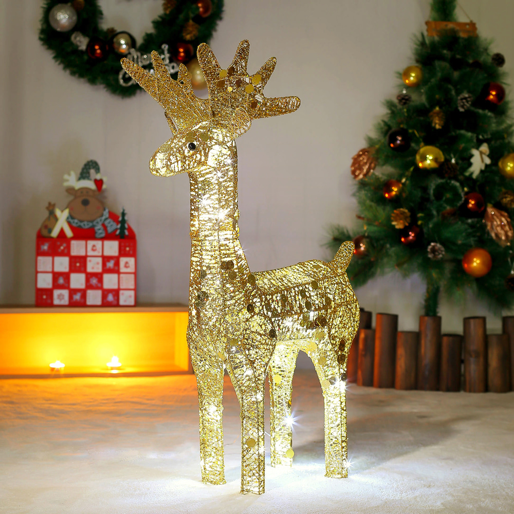 70cm LED 골드 반짝이 크리스마스 대형 사슴장식