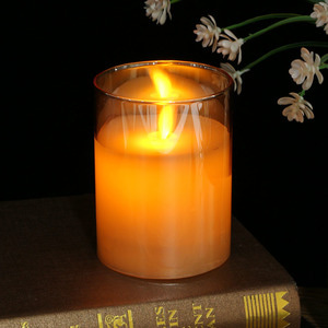 로맨틱 유리병 LED 캔들 무드등(10cm) (브라운)
