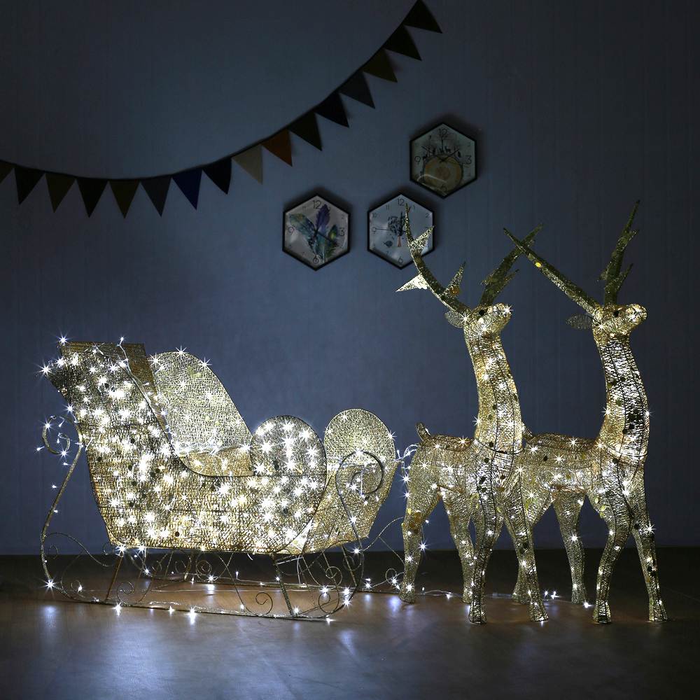 대형 LED 전구장식 골드 사슴썰매 /크리스마스장식