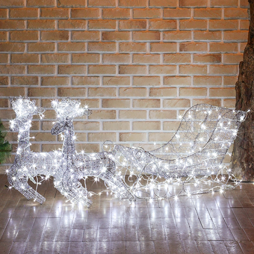 LED 실버 사슴썰매 장식세트/크리스마스소품 트리장식