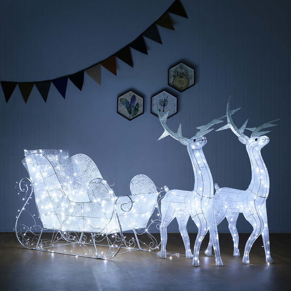 LED 화이트 전구장식 사슴썰매/대형 크리스마스장식