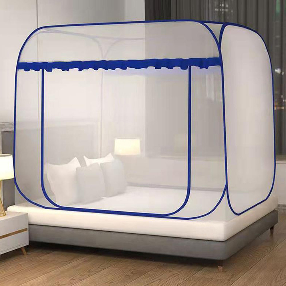 사각 원터치 침대모기장 150x200cm (블루)